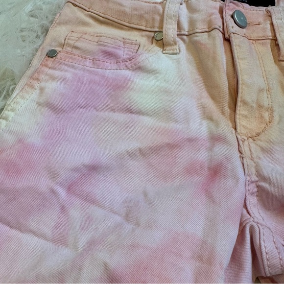 Joe's Jeans Harlow Denim Shorts Girl's 14‎ Rainbow Tie Dye Frayed Hem Buttoned - Picture 7 of 9